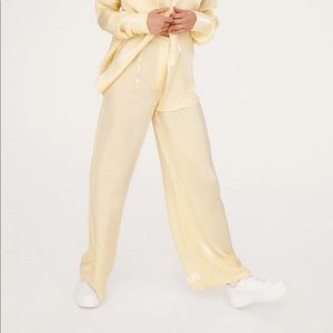 Satin metallic wide leg pant